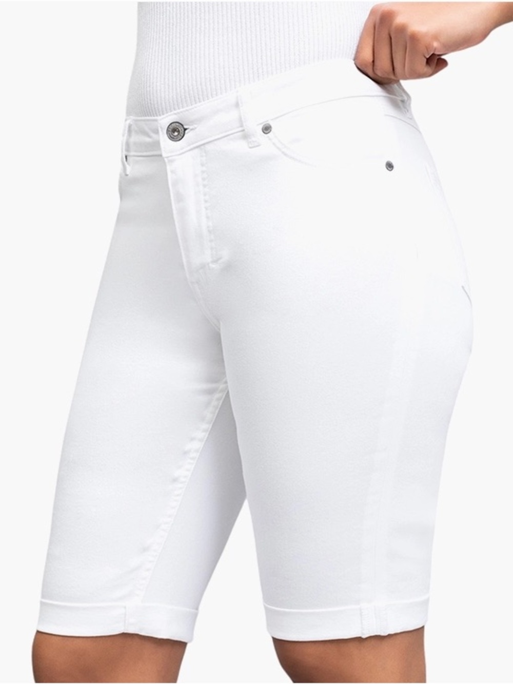 Fashion Nova White Bermuda Denim Shorts